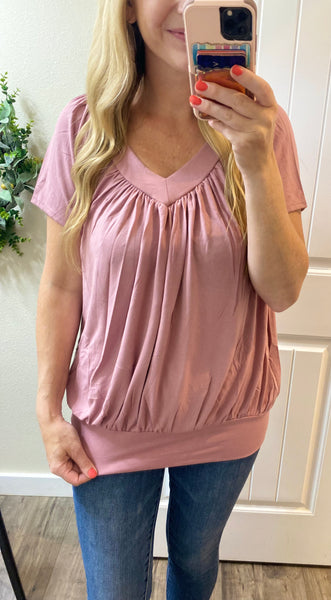 Sale! Banded Shirring Short Sleeve Tops