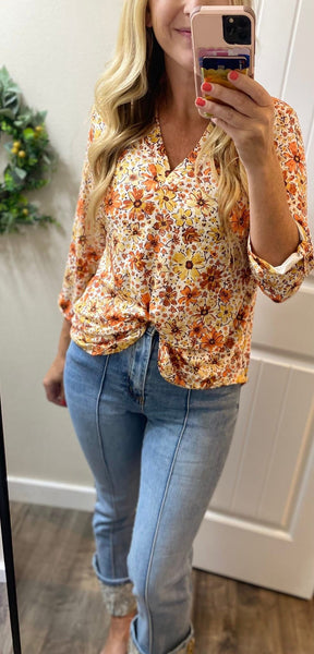 Fall Floral 3/4 Sleeve Blouse