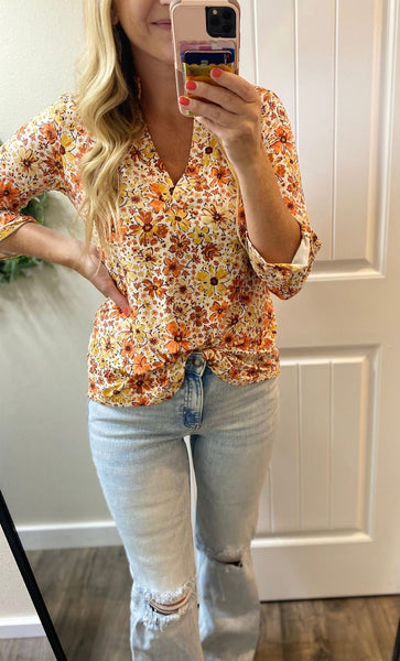 Fall Floral 3/4 Sleeve Blouse