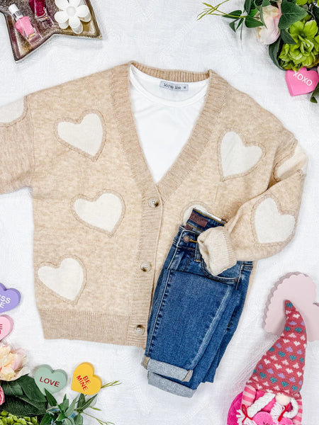 MM Tan Heart Cardigan