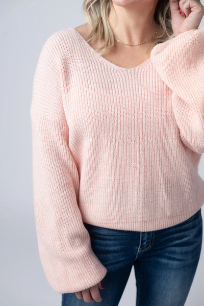 MM Pink Bow Back Sweater