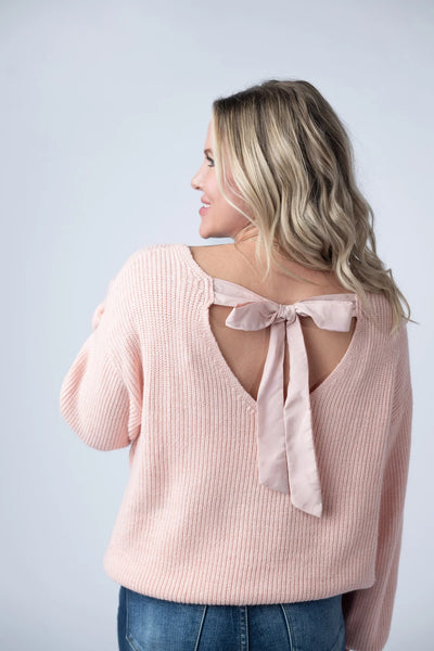 MM Pink Bow Back Sweater