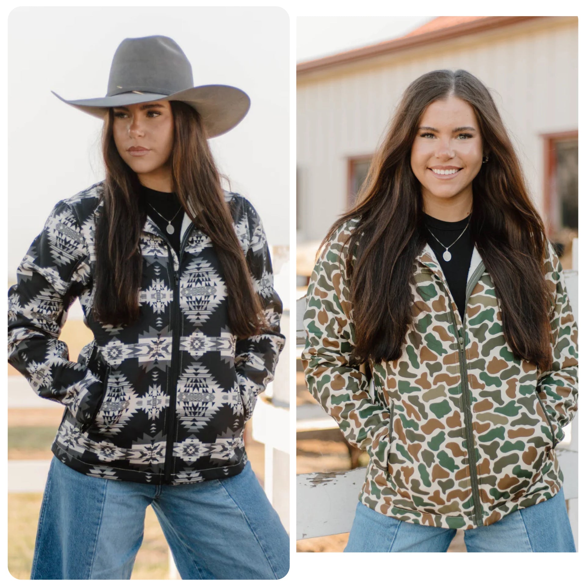 Camo or Black/Grey Aztec Jacket
