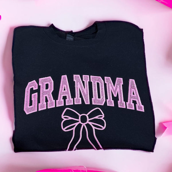 Custom Glitter Applique Embroidered Sweatshirt WITH/Without Names on Sleeves