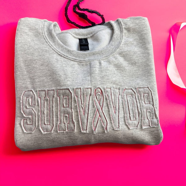 Survivor Applique Embroidered Sweatshirt or Hoodie