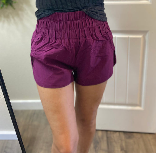 Sale! Plum Windbreaker Smocked Shorts