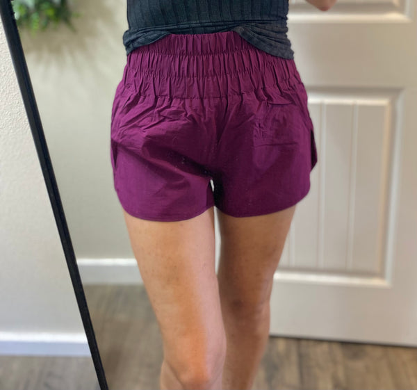 Sale! Plum Windbreaker Smocked Shorts