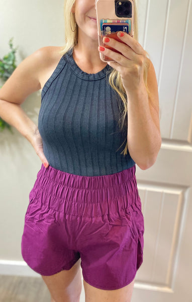 Sale! Plum Windbreaker Smocked Shorts
