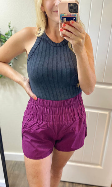 Sale! Plum Windbreaker Smocked Shorts