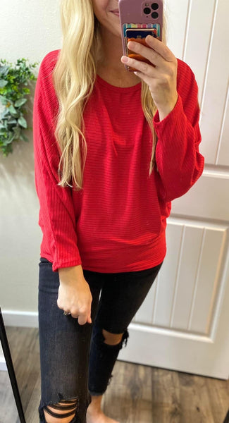 Ruby Ribbed Batwing Top