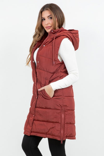 Brick Faux Fur Lined Hooded Vest