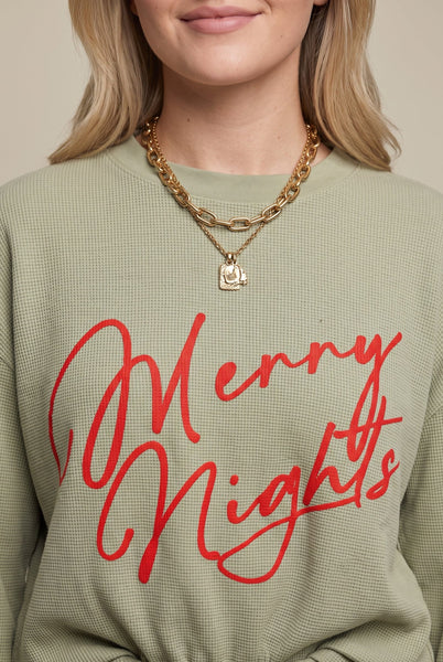 Merry Nights Waffle Sweater