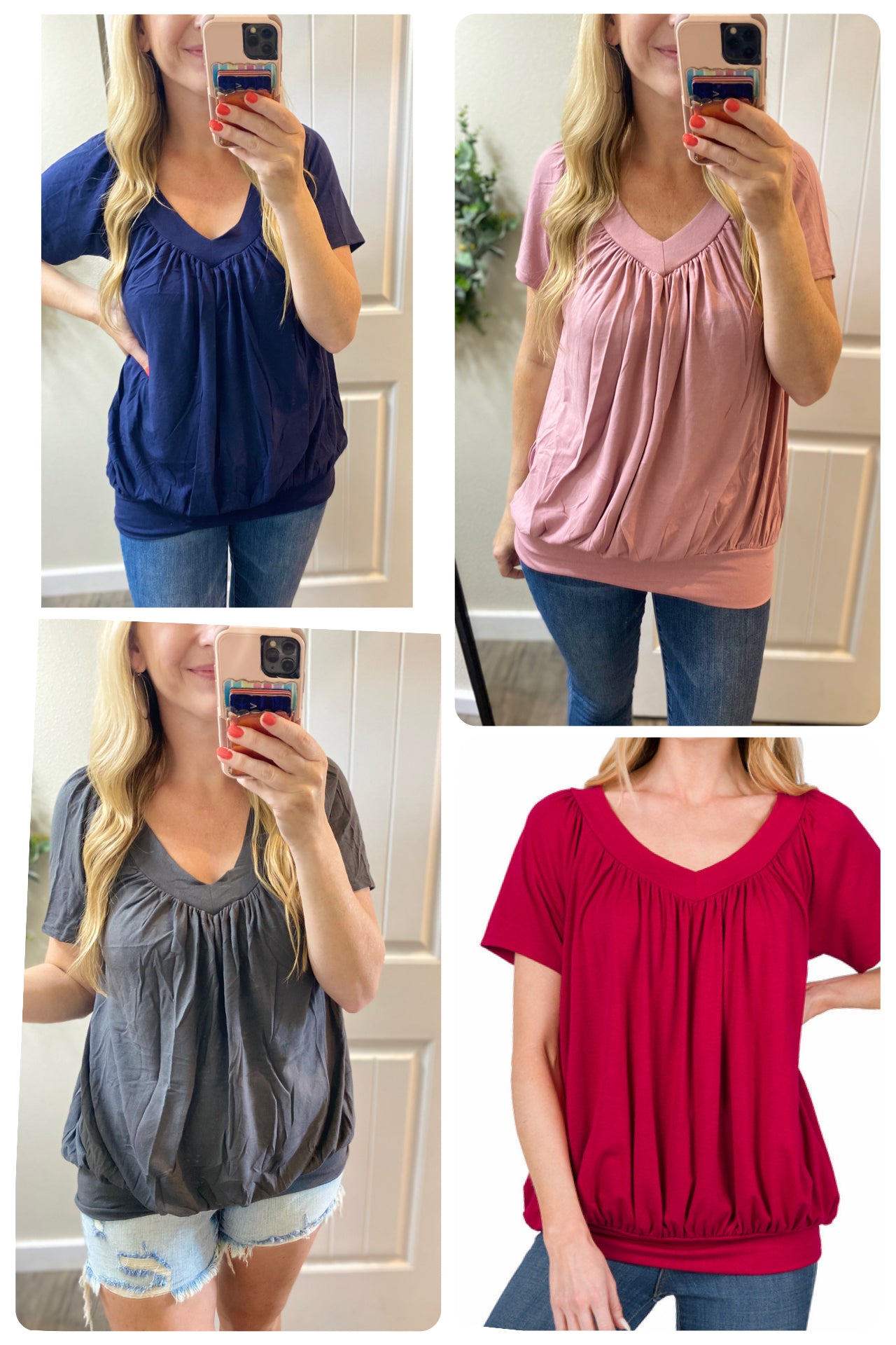 Sale! Banded Shirring Short Sleeve Tops