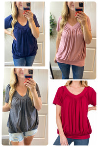 Sale! Banded Shirring Short Sleeve Tops