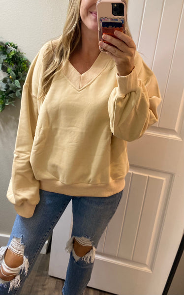 Blakeley Khaki Vneck Lounge Pullover