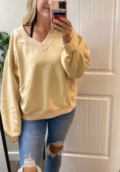 Blakeley Khaki Vneck Lounge Pullover