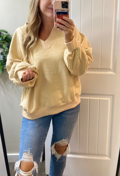 Blakeley Khaki Vneck Lounge Pullover