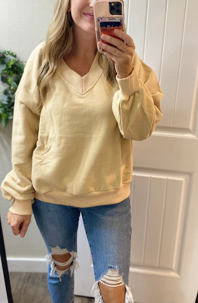 Blakeley Khaki Vneck Lounge Pullover