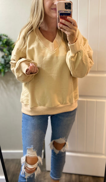Blakeley Khaki Vneck Lounge Pullover
