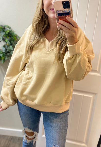 Blakeley Khaki Vneck Lounge Pullover