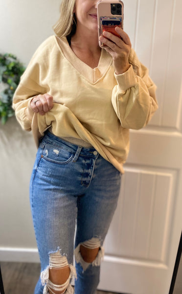 Blakeley Khaki Vneck Lounge Pullover