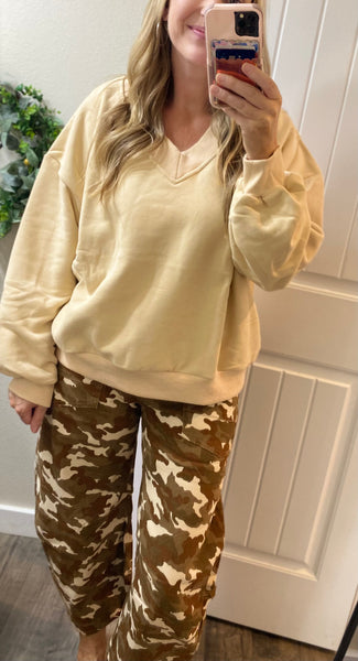 Blakeley Khaki Vneck Lounge Pullover