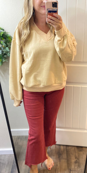 Blakeley Khaki Vneck Lounge Pullover