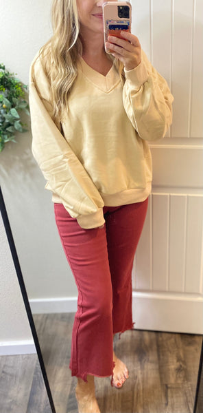 Blakeley Khaki Vneck Lounge Pullover