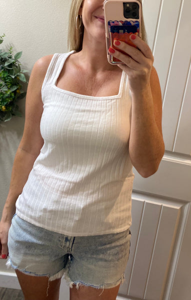 Spring Soft Ribbed Square Neck Tanks