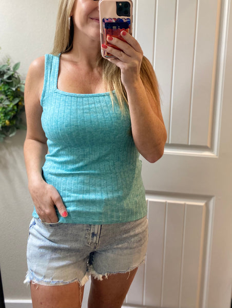 Spring Soft Ribbed Square Neck Tanks