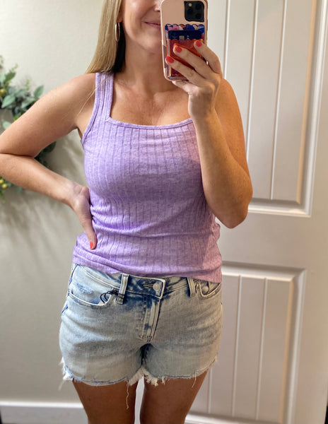 Spring Soft Ribbed Square Neck Tanks