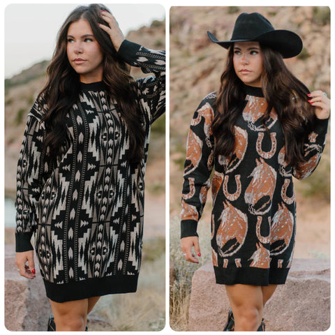 SK Montana Aztec  or Horseshoe Sweater Dress