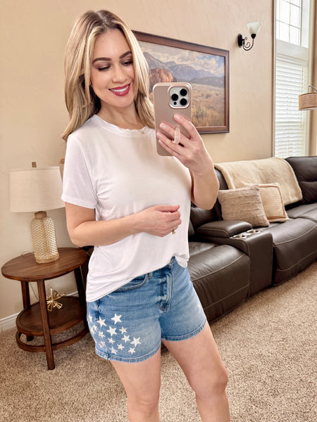 Judy Blue Slim Star Denim Shorts