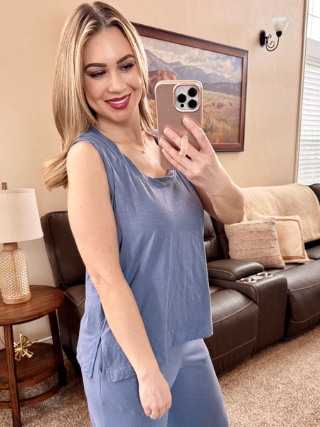 Dusty Blue Tank and Pants Set