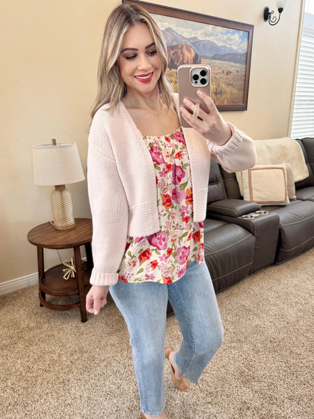 Floral Square Neck Short Sleeve Blouse
