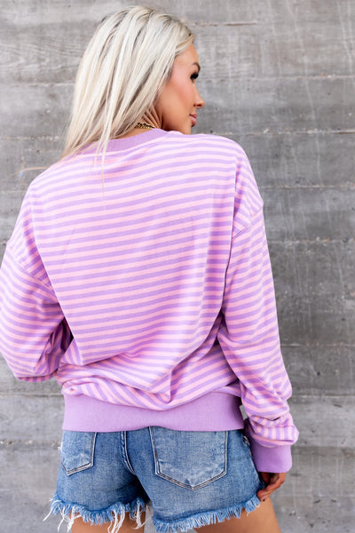 Ampersand Ave. Fleece Oversized Orchid Stripes Pullover