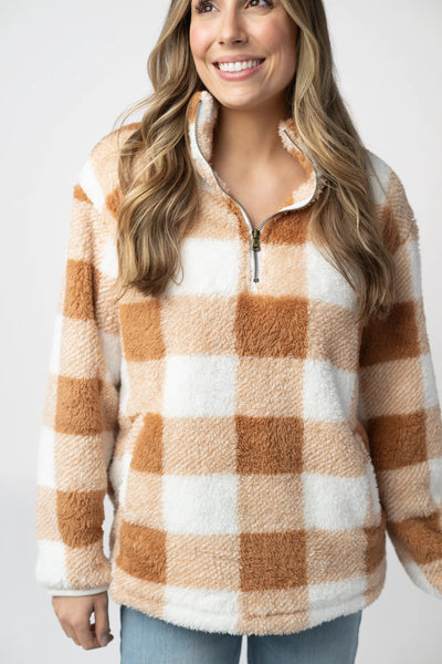 MM Camel Checkered 1/4 Zip Sherpa