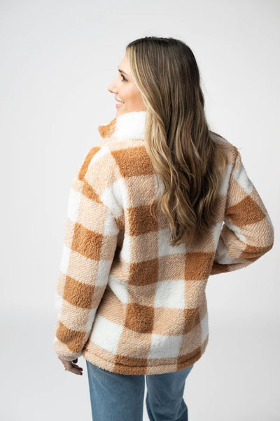 MM Camel Checkered 1/4 Zip Sherpa