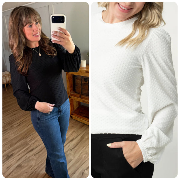 MM Swiss Dot Blouses (Black or White)