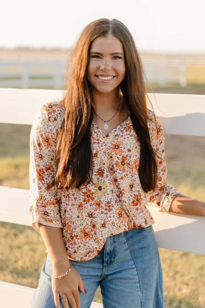 Fall Floral 3/4 Sleeve Blouse