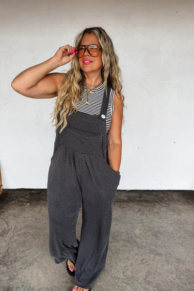 Preorder Blakeley Boho Solid Color Ribbed Overalls