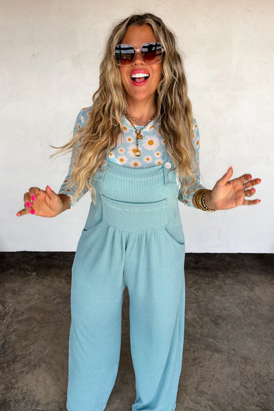 Preorder Blakeley Boho Solid Color Ribbed Overalls