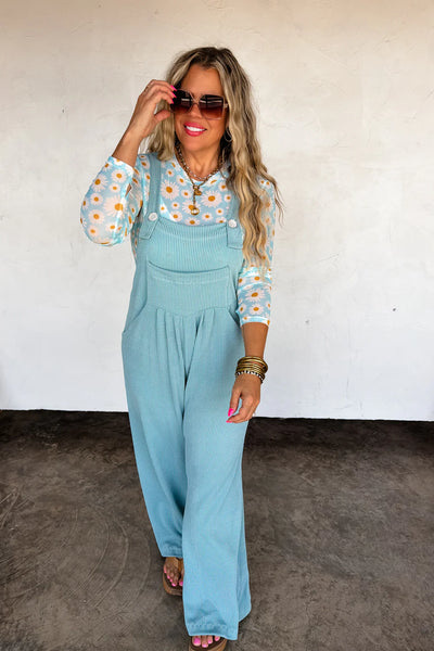 Preorder Blakeley Boho Solid Color Ribbed Overalls