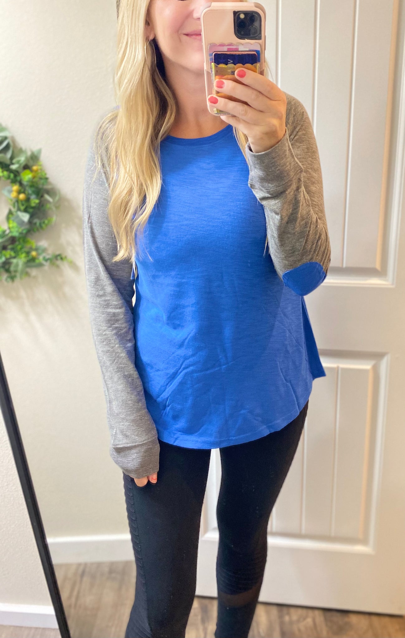 Sale! Royal Elbow Patch Baseball Long Sleeve