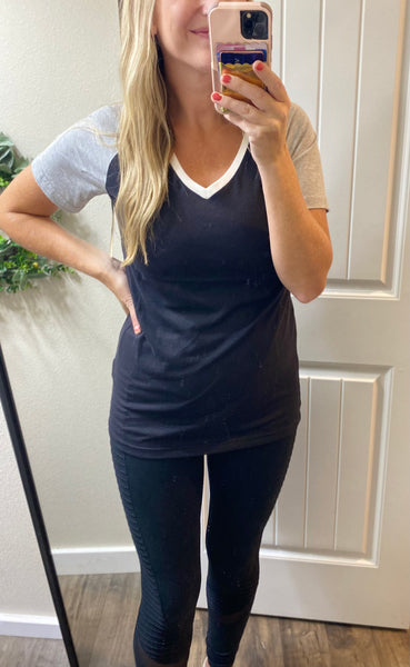 Colorblock Vneck Sports Tee