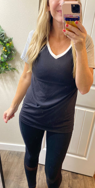 Colorblock Vneck Sports Tee