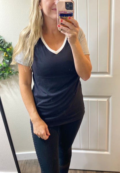 Colorblock Vneck Sports Tee