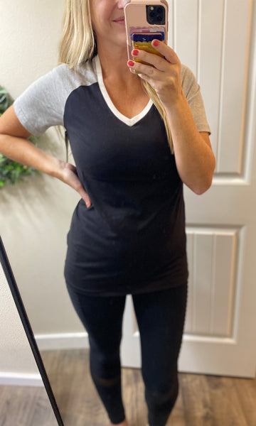 Colorblock Vneck Sports Tee