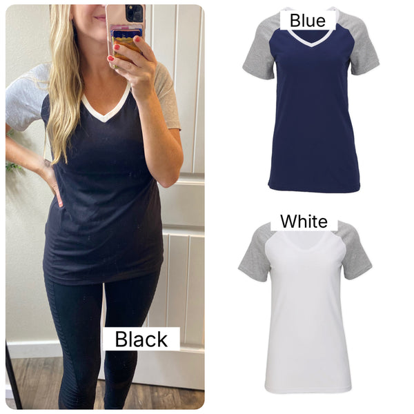 Colorblock Vneck Sports Tee