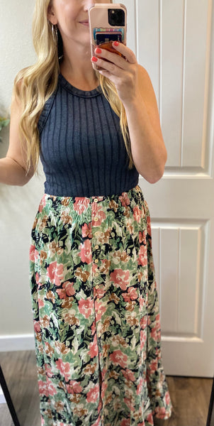 Black Floral Maxi Skirt